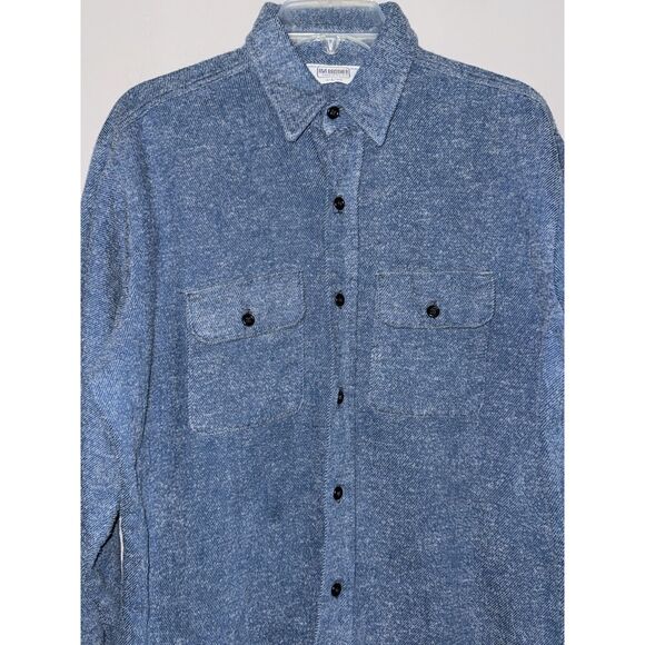 Vintage FIVE BROTHER Flannel Shirt Button Mens Large 90s USA chamois cloth Blue - Picture 3 of 10